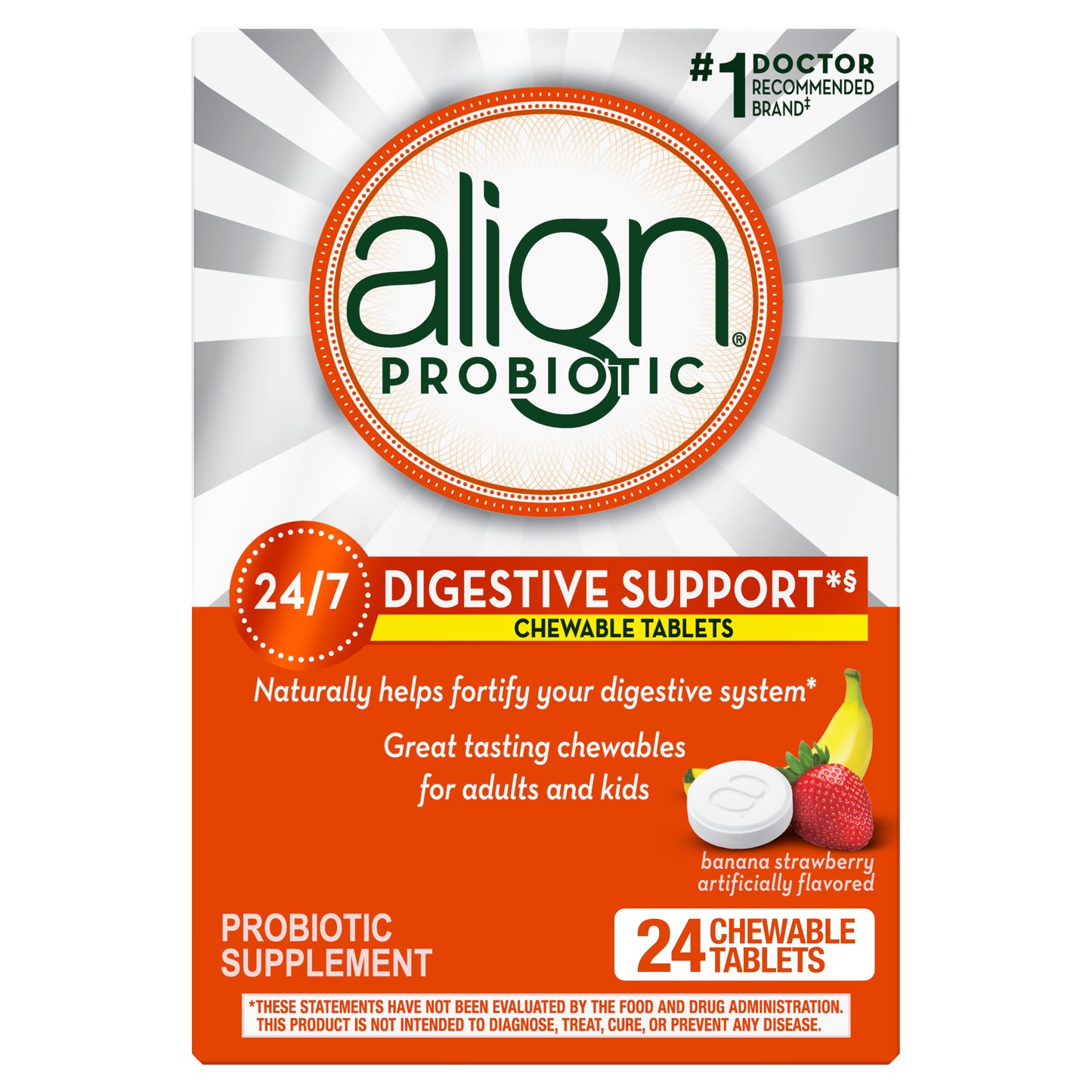 Align Probiotic, Chewable Probiotic Tablets, 24 Tablets - GOODSZON Discount Store