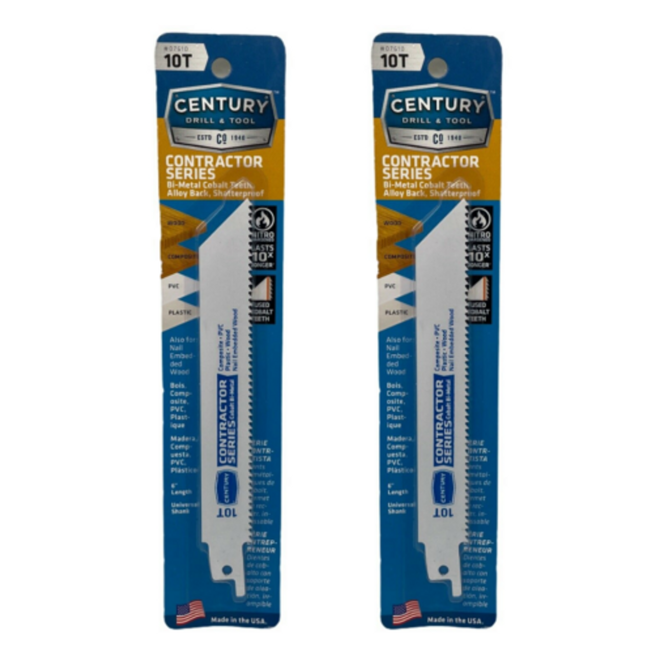 Century Drill & Tool 07610 Cobalt Reciprocating Saw Blade 6", 10T Pack of 2 - GOODSZON Discount Store
