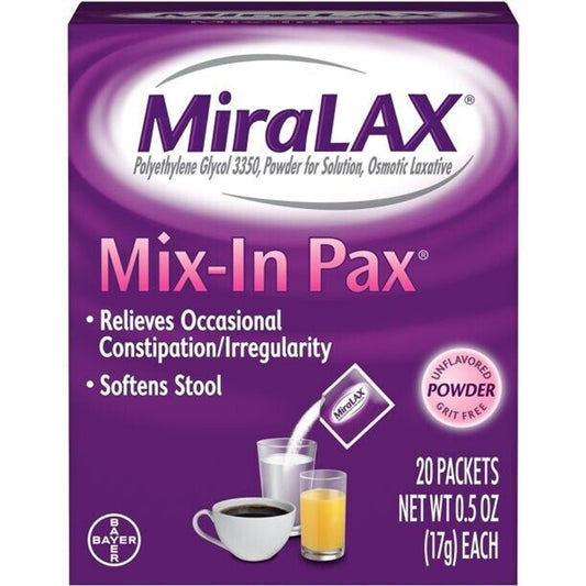 MiraLAX Mix-In Laxative Powder for Gentle Constipation Relief, 20 doses - GOODSZON Discount Store