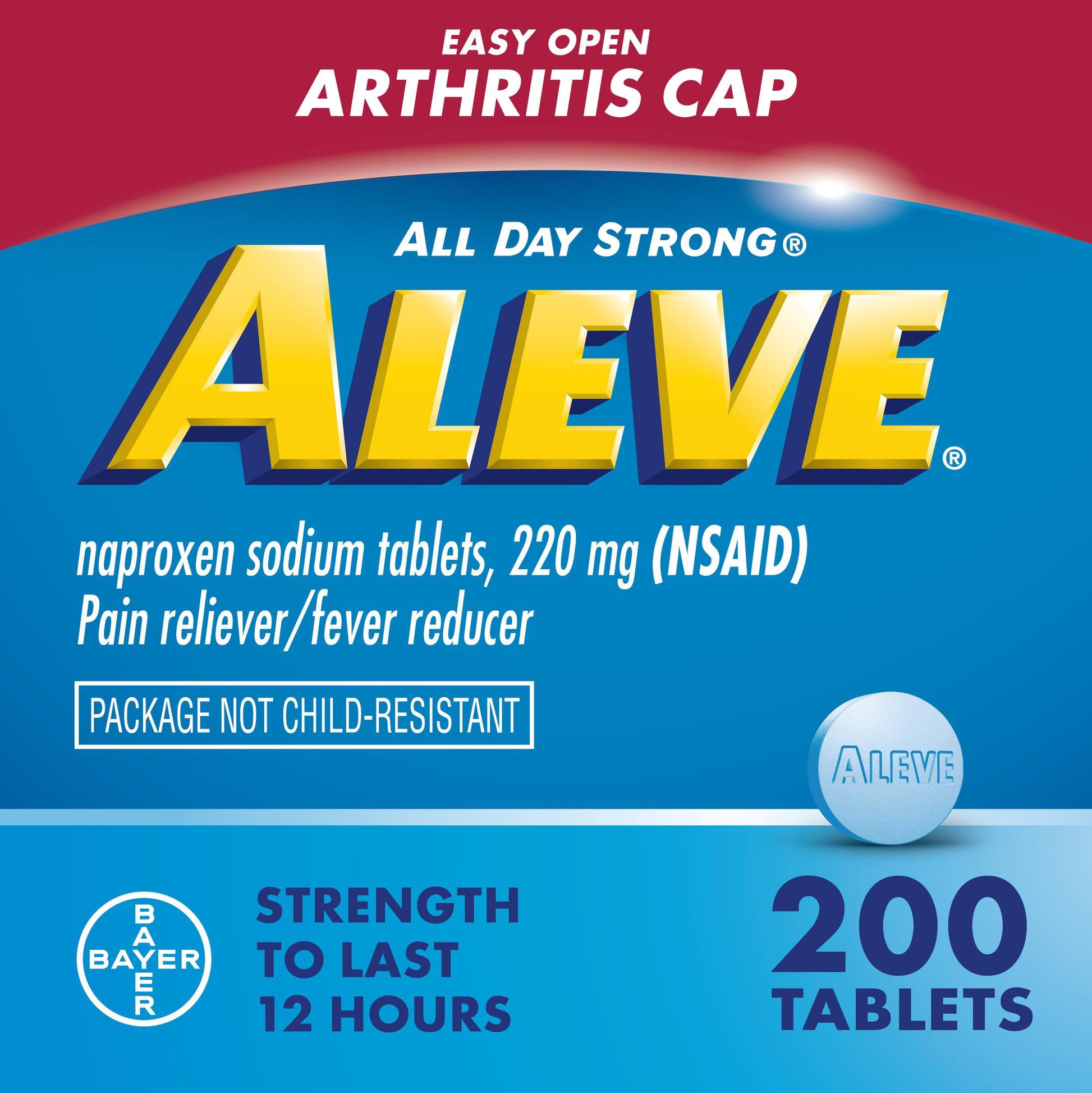 Aleve Easy Open Arthritis Cap Tablets, Pain Reliever ‐ 200 Count - GOODSZON Discount Store