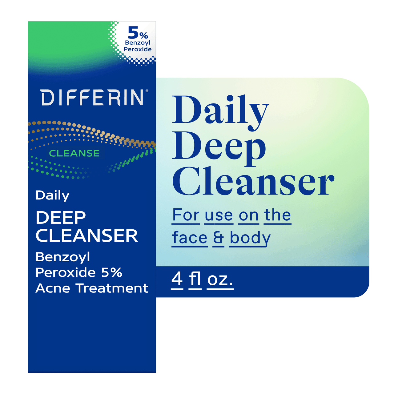Differin Daily Deep Cleanser with 5% Benzoyl Peroxide, Face Wash for Acne Prone Skin, 4 oz - GOODSZON Discount Store