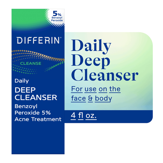 Differin Daily Deep Cleanser with 5% Benzoyl Peroxide, Face Wash for Acne Prone Skin, 4 oz - GOODSZON Discount Store