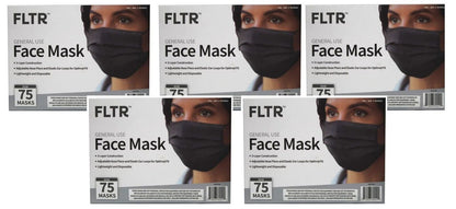 FLTR General Use Disposable Face Mask Black 75 Count Pack of 5 - GOODSZON Discount Store