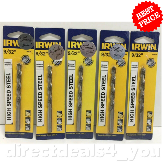 Irwin 9/32" High Speed Steel Drill Bit # 60518 Pack of 5 - GOODSZON Discount Store