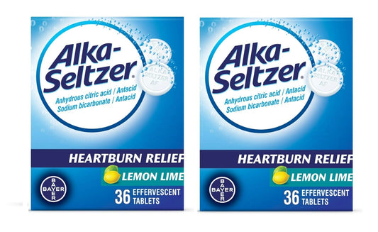 Alka Seltzer Effervescent Heartburn Relief Tablets, Lemon Lime, 36 Ct Pack of 2 - GOODSZON Discount Store