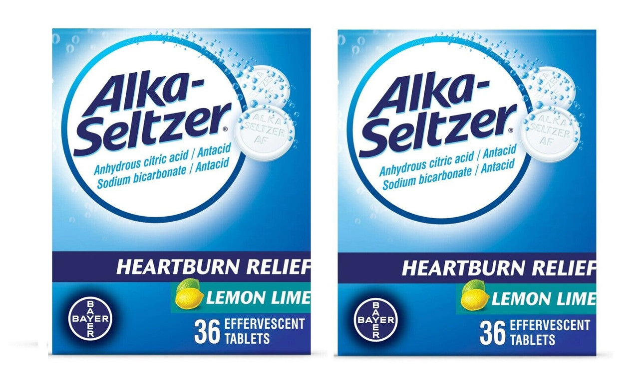 Alka Seltzer Effervescent Heartburn Relief Tablets, Lemon Lime, 36 Ct Pack of 2 - GOODSZON Discount Store