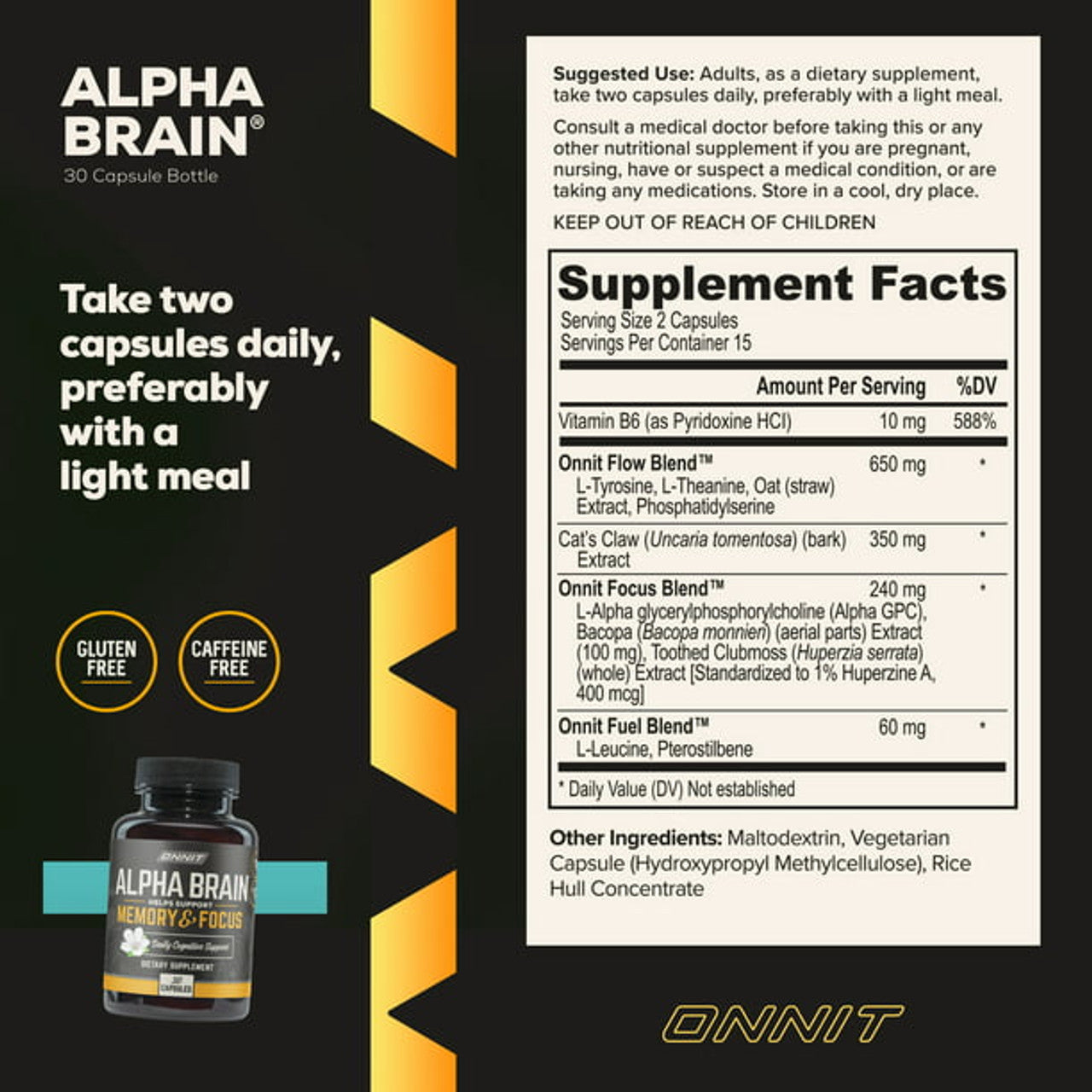 Alpha Brain, Memory & Focus, 30 Capsules, Onnit - GOODSZON Discount Store