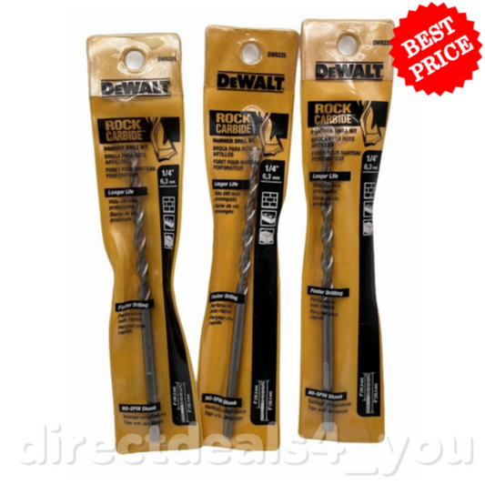 DEWALT 1/4" Rock Carbide Hammer Drill Bit #DW5225 (Pack of 3) - GOODSZON Discount Store