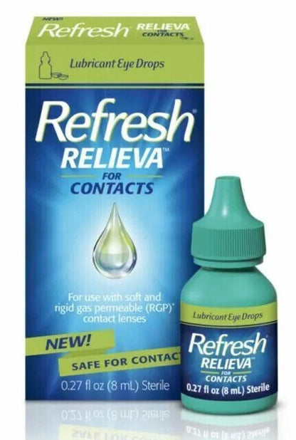 Refresh Relieva For Contacts Lubricant Eye Drops, 8 ml Pack of 2 Exp 10/2024+ - GOODSZON Discount Store