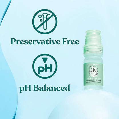 Biotrue® Hydration Boost Eye Drops for Irritated and Dry Eyes from Bausch + Lomb, Preservative Free, Naturally Inspired, Soft Contact Lens Friendly, 0.33 FL OZ (10 mL), Pack of 2 - GOODSZON Discount Store