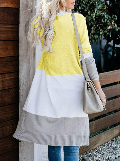 AMAOKYTOP Womens Color Block Open Front Cardigan Sweaters Large - GOODSZON Discount Store