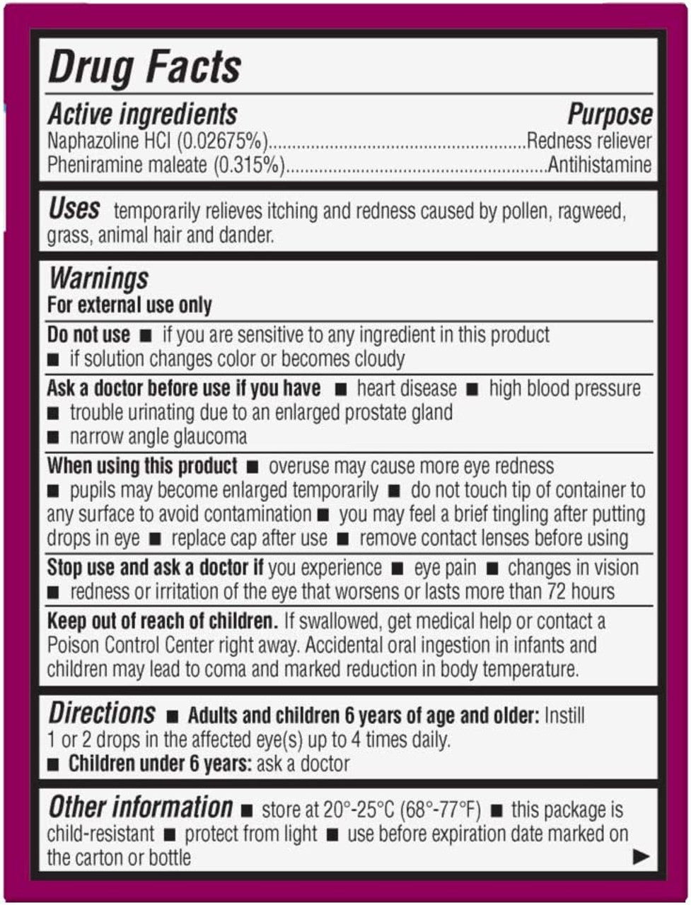 Opcon-A® Eye Allergy Relief Drops–Antihistamine and Redness Reliever Eye Drops–from Bausch + Lomb – 0.5 FL OZ (15 mL) Twin Pack (Pack of 2) - GOODSZON Discount Store