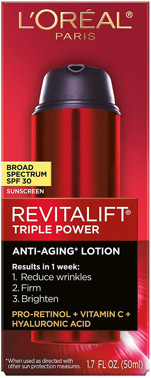 L'Oreal Paris Revitalift Triple Power Broad Spectrum SPF 30 Sunscreen, 1.7 oz - GOODSZON Discount Store