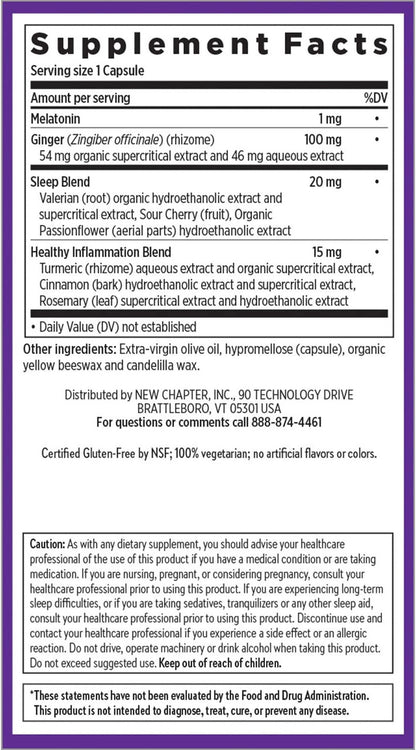 New Chapter Restful Sleep and Pain Relief Capsules with Melatonin and Ginger, 30 Ct - GOODSZON Discount Store