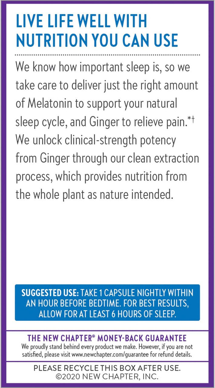 New Chapter Restful Sleep and Pain Relief Capsules with Melatonin and Ginger, 30 Ct - GOODSZON Discount Store