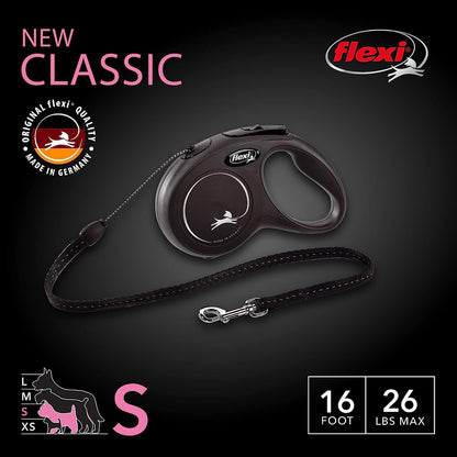 Flexi CORD S 16FT BK 16 ft. Classic Retractable Cord Leash, Black - GOODSZON Discount Store