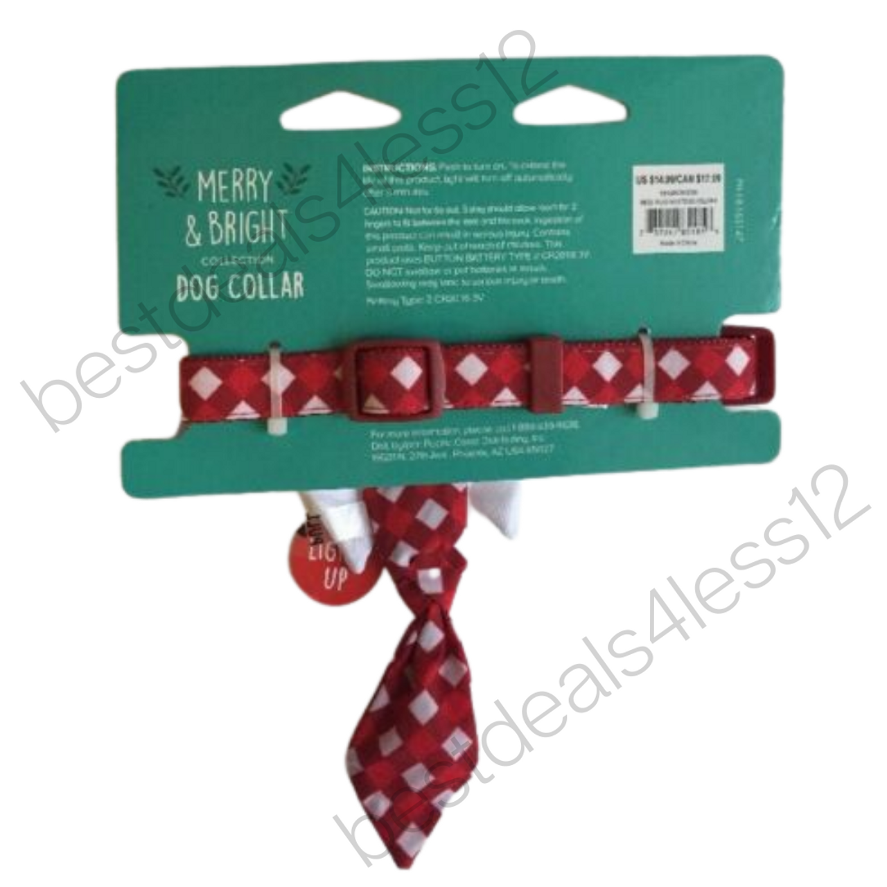 Merry & Bright Holiday Tie Adjustable Dog Collar Small - GOODSZON Discount Store