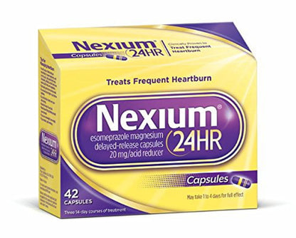 Nexium 24HR (20mg, 42 Count) Delayed Release Heartburn Relief Capsules, Esomeprazole Magnesium Acid Reducer - GOODSZON Discount Store