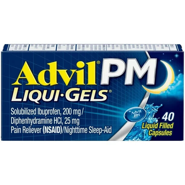 Advil PM Liqui-Gels Pain and Headache Reliever, 40 Liquid Filled Caps Exp 10/24 - GOODSZON Discount Store