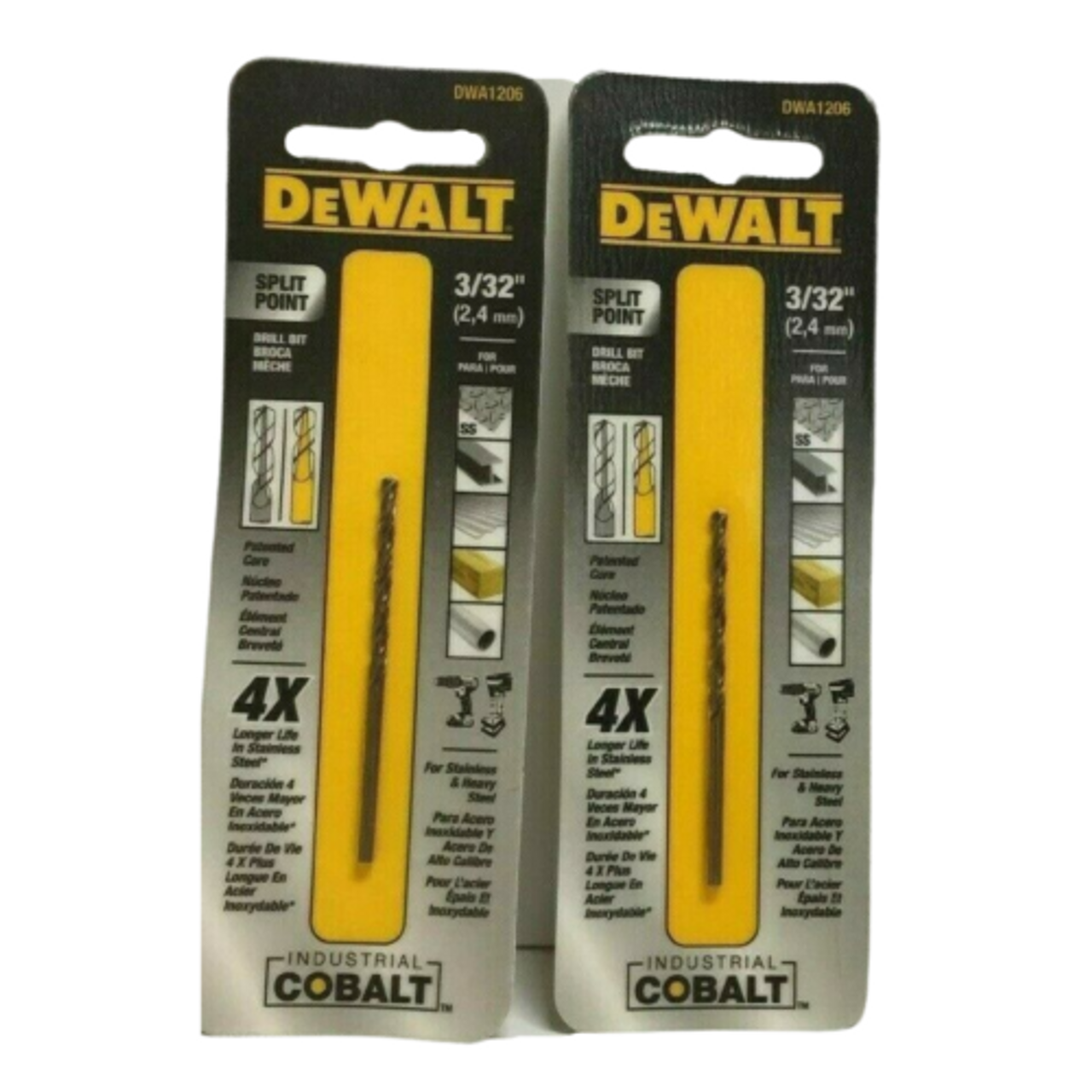 Dewalt DWA1206 Split Point Industrial Cobalt Drill Bit 3/32" Pack of 2 - GOODSZON Discount Store