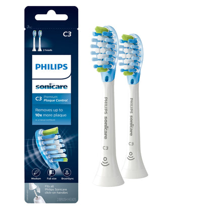 Philips Sonicare Premium Plaque Control Replacement Toothbrush Heads, HX9042/65, Smart Recognition, White 2-pk - GOODSZON Discount Store