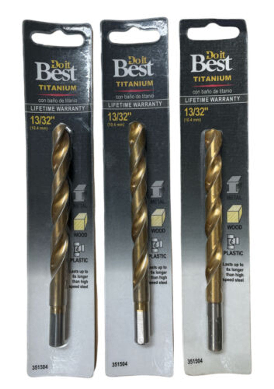 Do it Best 13/32 In. Titanium Drill Bit 220551DB Pack of 3 - GOODSZON Discount Store
