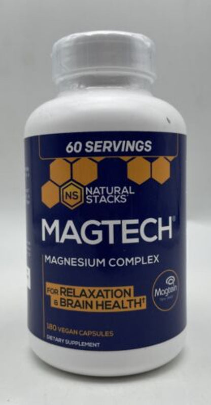 MagTech Magnesium Supplement - Chelated Magnesium Complex - 3 Forms of Magnesium: Magtein Magnesium L-Threonate, Glycinate & Taurate - Supports Relaxation & Brain Health*, 180 Magnesium Capsules - GOODSZON Discount Store