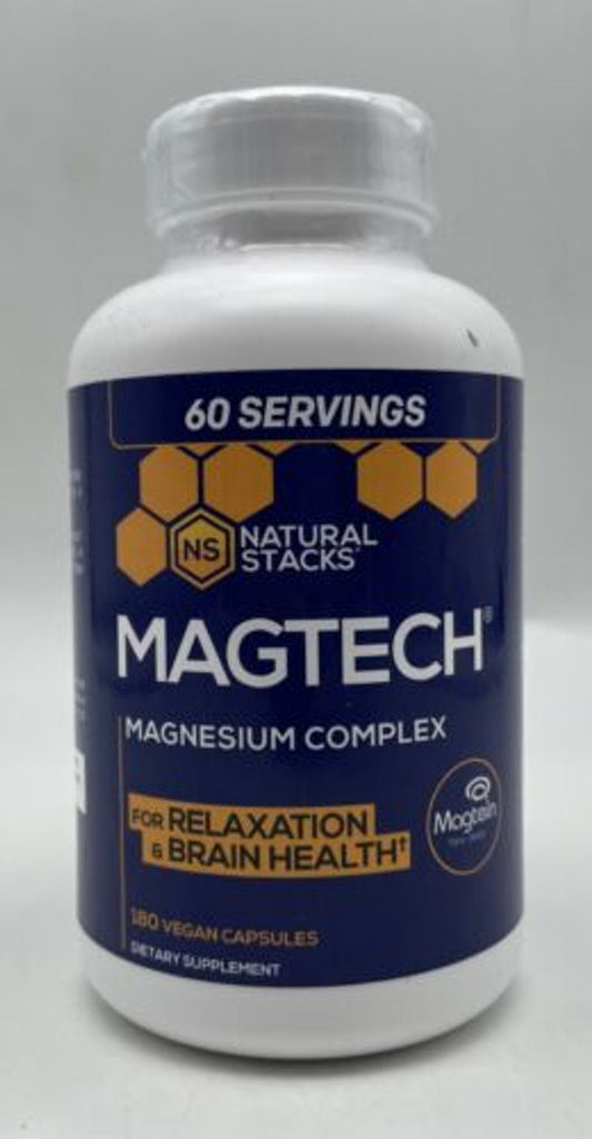 MagTech Magnesium Supplement - Chelated Magnesium Complex - 3 Forms of Magnesium: Magtein Magnesium L-Threonate, Glycinate & Taurate - Supports Relaxation & Brain Health*, 180 Magnesium Capsules - GOODSZON Discount Store