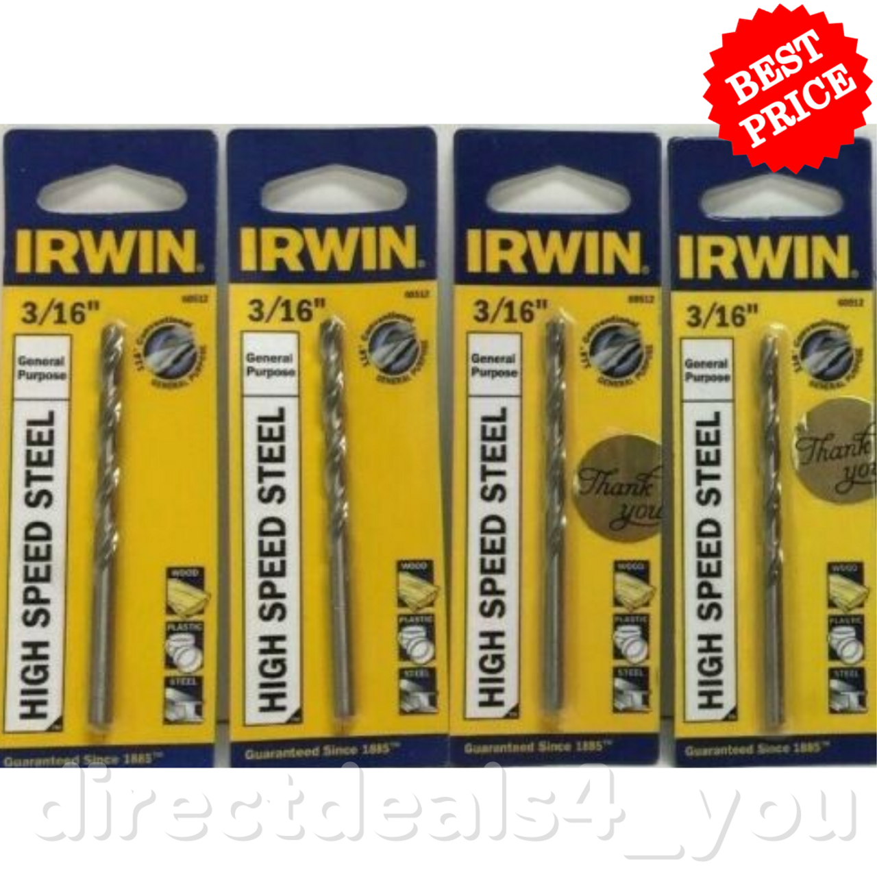 Irwin General Purpose High Speed Steel 3/16" Drill Bit #60512 Pack of 4 - GOODSZON Discount Store