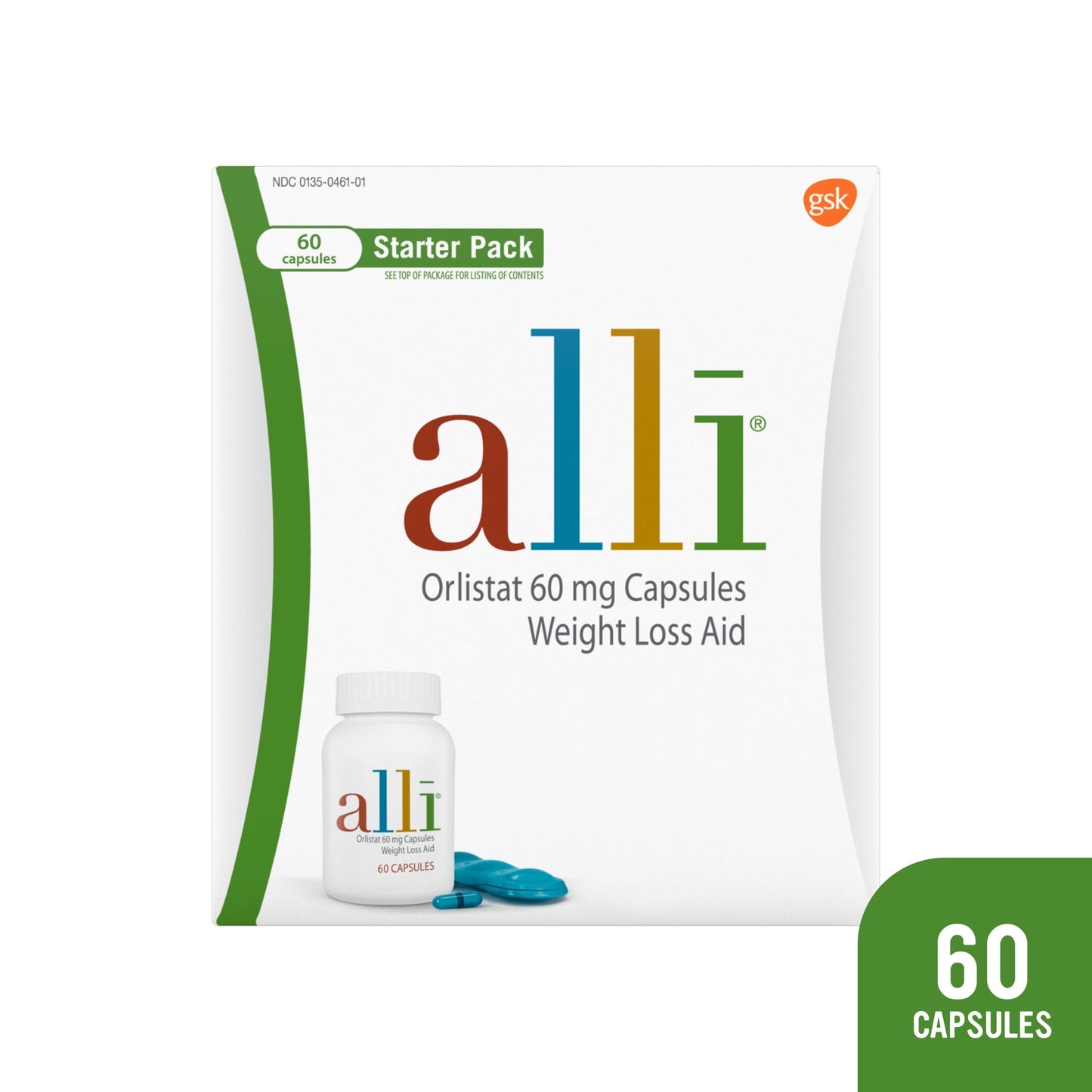 Alli Orlistat Weight Loss Supplement Capsules Starter Pack, 60 Mg, 60 Ct - GOODSZON Discount Store