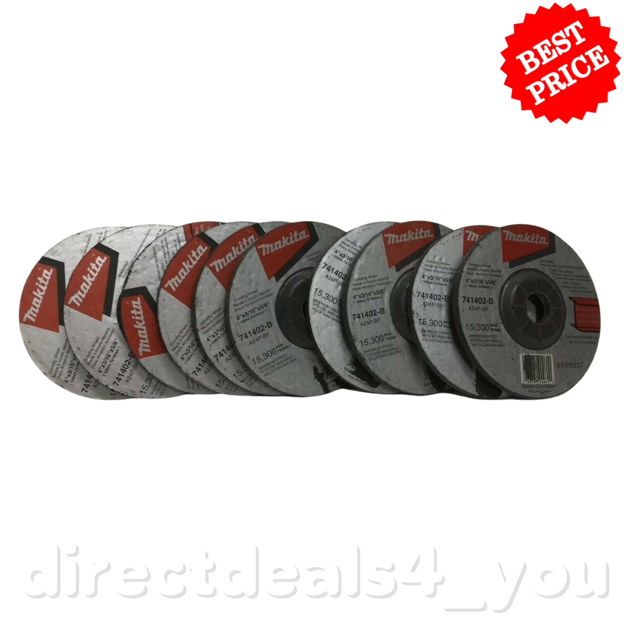 MAKITA #741402B 4" x 3/16" x 5/8" GRINDING WHEEL Pack of 10 - GOODSZON Discount Store