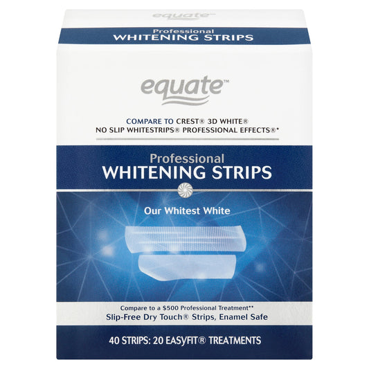 Equate Professional Whitening Strips, Enamel-Safe, 40 Whitening Strips (20 Treatments) - GOODSZON Discount Store