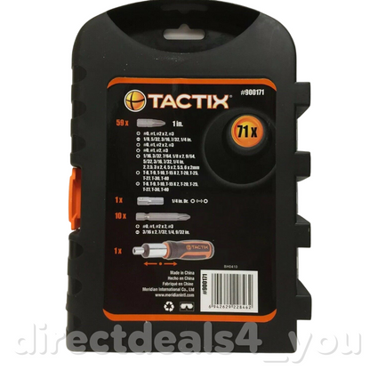 Tactix 71-piece Bit Set w Bits & Ratchet Screwdriver # 900171 Pack of 2 - GOODSZON Discount Store