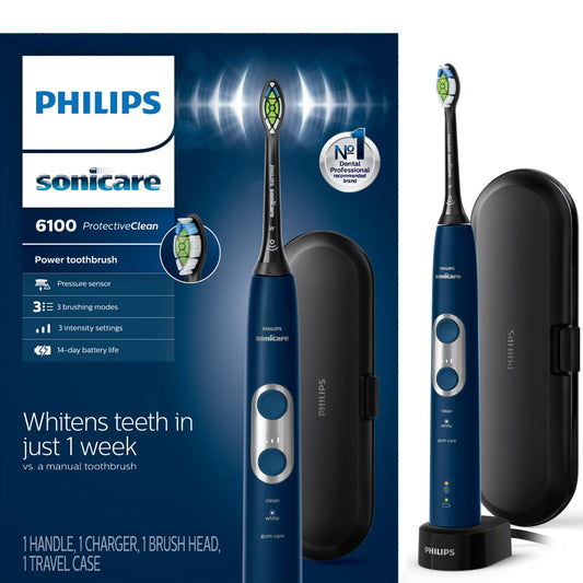 6100 Rechargeable Electric Power Toothbrush, Navy Blue - GOODSZON Discount Store