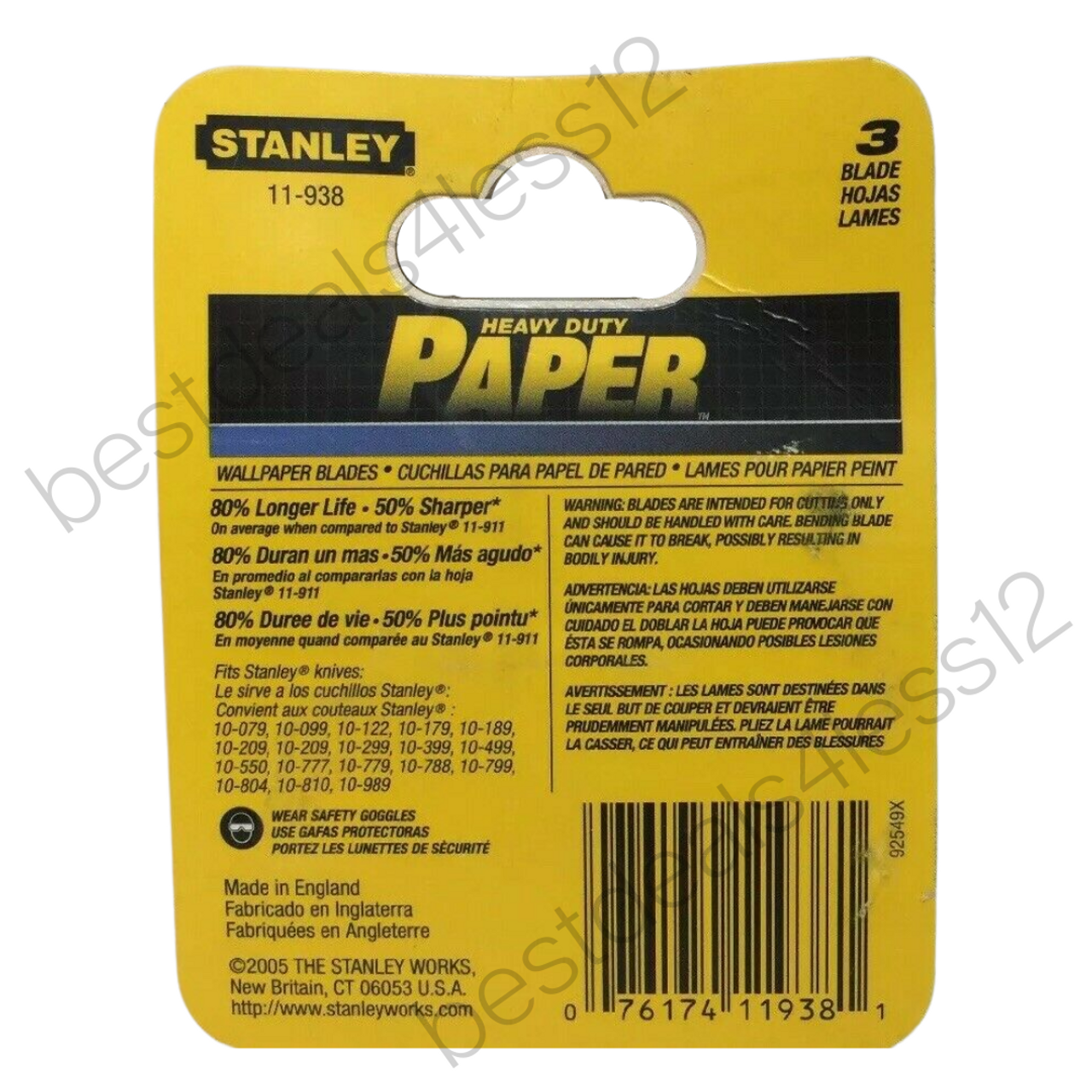 Stanley 11-938 Heavy duty WallPaper Blades 3 pc Pack of 3 - GOODSZON Discount Store
