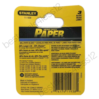 Stanley 11-938 Heavy duty WallPaper Blades 3 pc Pack of 3 - GOODSZON Discount Store