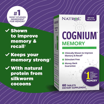 Natrol® Cognium Memory Tablets, Brain Health Support Supplement, 100mg, 60 Count - GOODSZON Discount Store