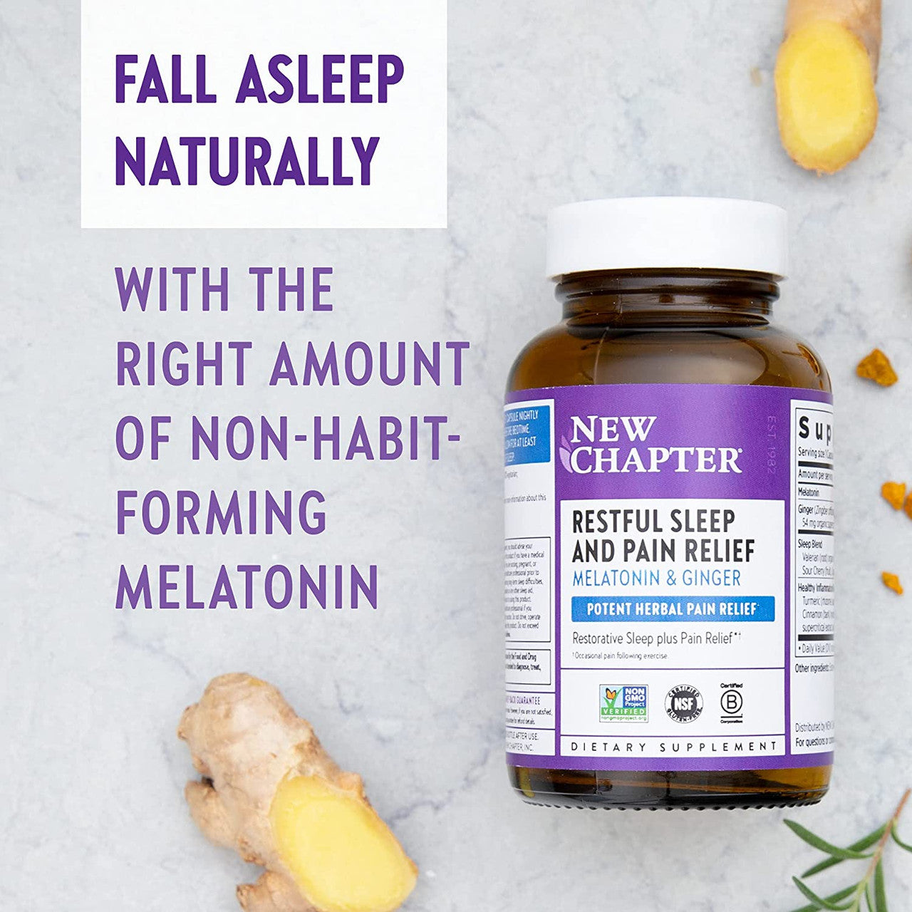 New Chapter Restful Sleep and Pain Relief Capsules with Melatonin and Ginger, 30 Ct - GOODSZON Discount Store