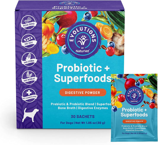 NaturVet Evolutions Probiotic + Superfoods Digestive Powder 30 Sachets Dogs - GOODSZON Discount Store