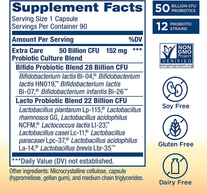 Renew Life Ultimate Flora Extra Care Probiotic 50 Billion Cfu 90 Veg Caps - GOODSZON Discount Store