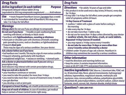 Prilosec OTC, Omeprazole Delayed Release, Acid Reducer, Treats Frequent Heartburn for 24 Hour Relief, #1 Brand, Wildberry Flavor, 42 Tablets - GOODSZON Discount Store