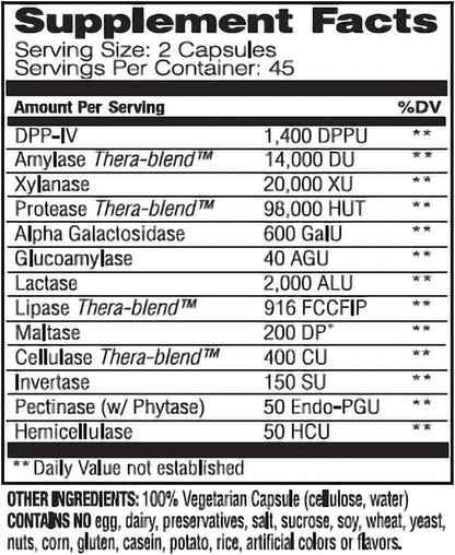 Enzymedica, Digest Spectrum, Dietary Supplement to Support Digestive Relief From Food Intolerances, Vegan, Non-GMO, 90 Capsules (45 Servings) - GOODSZON Discount Store