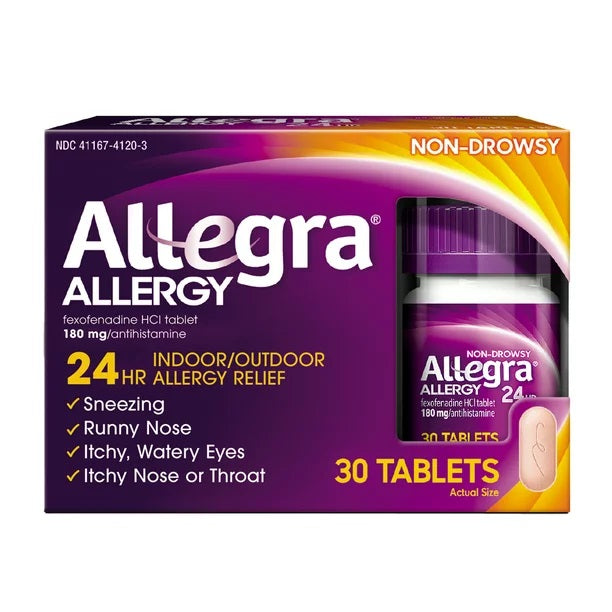 Allegra Adult 24HR Non-Drowsy Allergy Symptom Relief, 30 Tablets - GOODSZON Discount Store