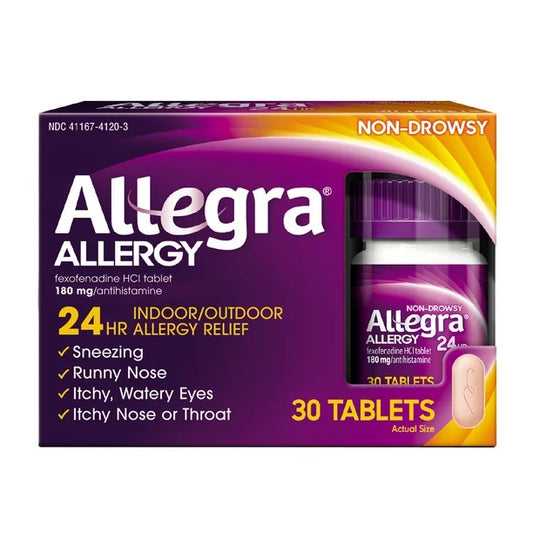 Allegra Adult 24HR Non-Drowsy Allergy Symptom Relief, 30 Tablets - GOODSZON Discount Store