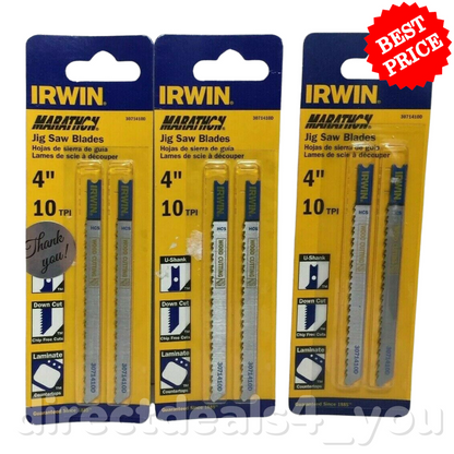 Irwin Marathon 3071410D 4" 10TPI U-Shank Down Cut Jig Saw Blades Pack of 3 - GOODSZON Discount Store
