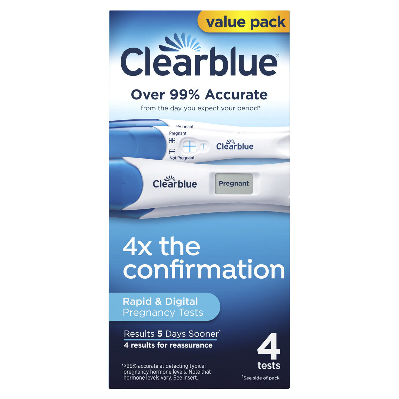 Clearblue Pregnancy Test Combo Pack, 4ct - Digital with Smart Countdown & Rapid Detection - Value Pack - GOODSZON Discount Store