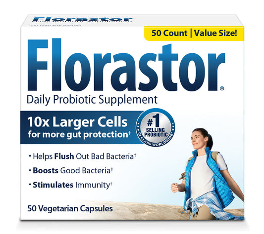 Florastor Unisex Daily Probiotic Supplement Capsules for Digestive Health, 50 Count - GOODSZON Discount Store