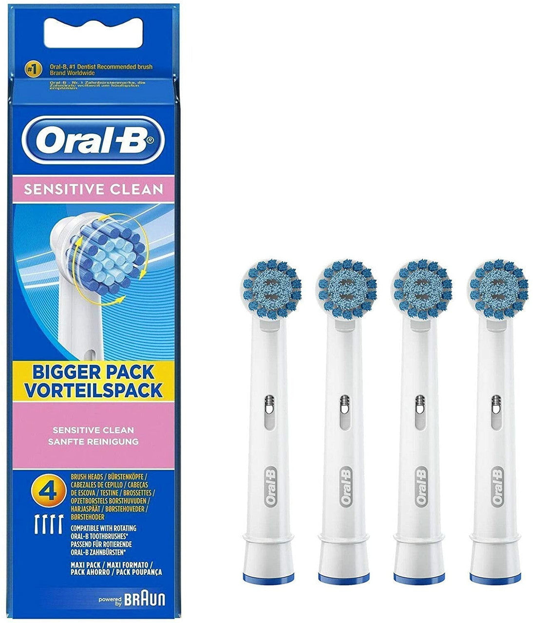 Oral-B Sensitive Clean Electric Toothbrush Replacement Brush Heads Refill, 4 Count - GOODSZON Discount Store