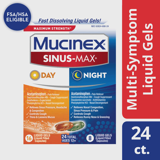 Mucinex Sinus-Max Max Strength Day & Night Liquid Gels (24ct) - GOODSZON Discount Store