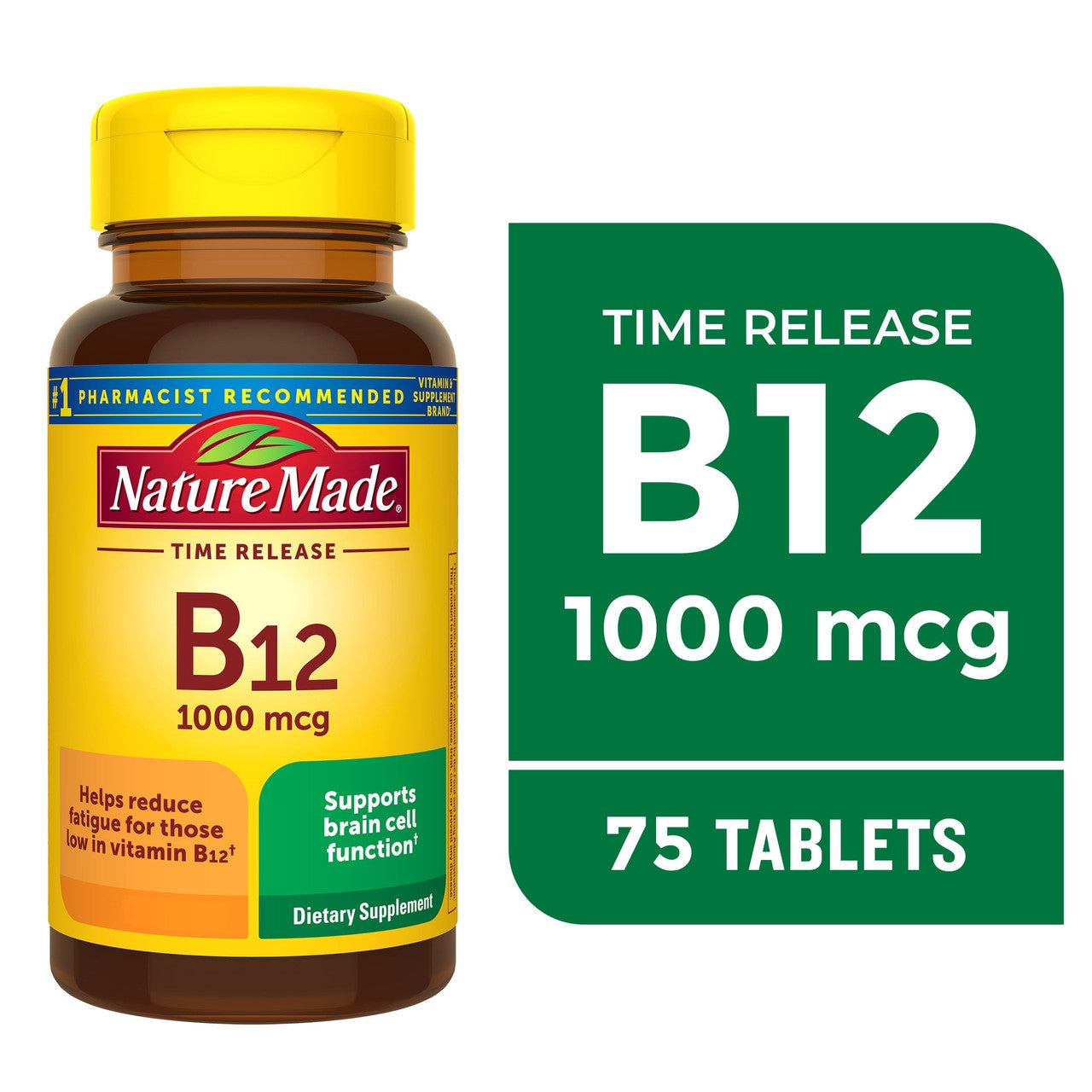 Nature Made Vitamin B12 1000 mcg Time Release Tablets, Dietary Supplement, 75 Count - GOODSZON Discount Store